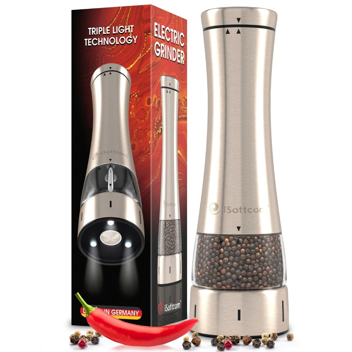 Electric Salt and Pepper Grinders Set